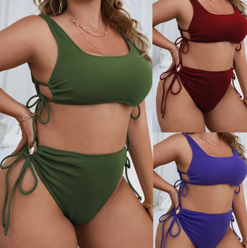 Biquíni Moda Praia Plus Size Amarração Lateral