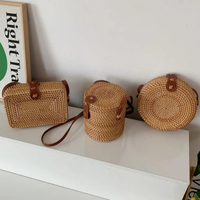 Bolsa Feminina de Palha Tendência Primavera Verão