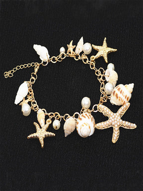 Bracelete estrela do mar & decoração de concha