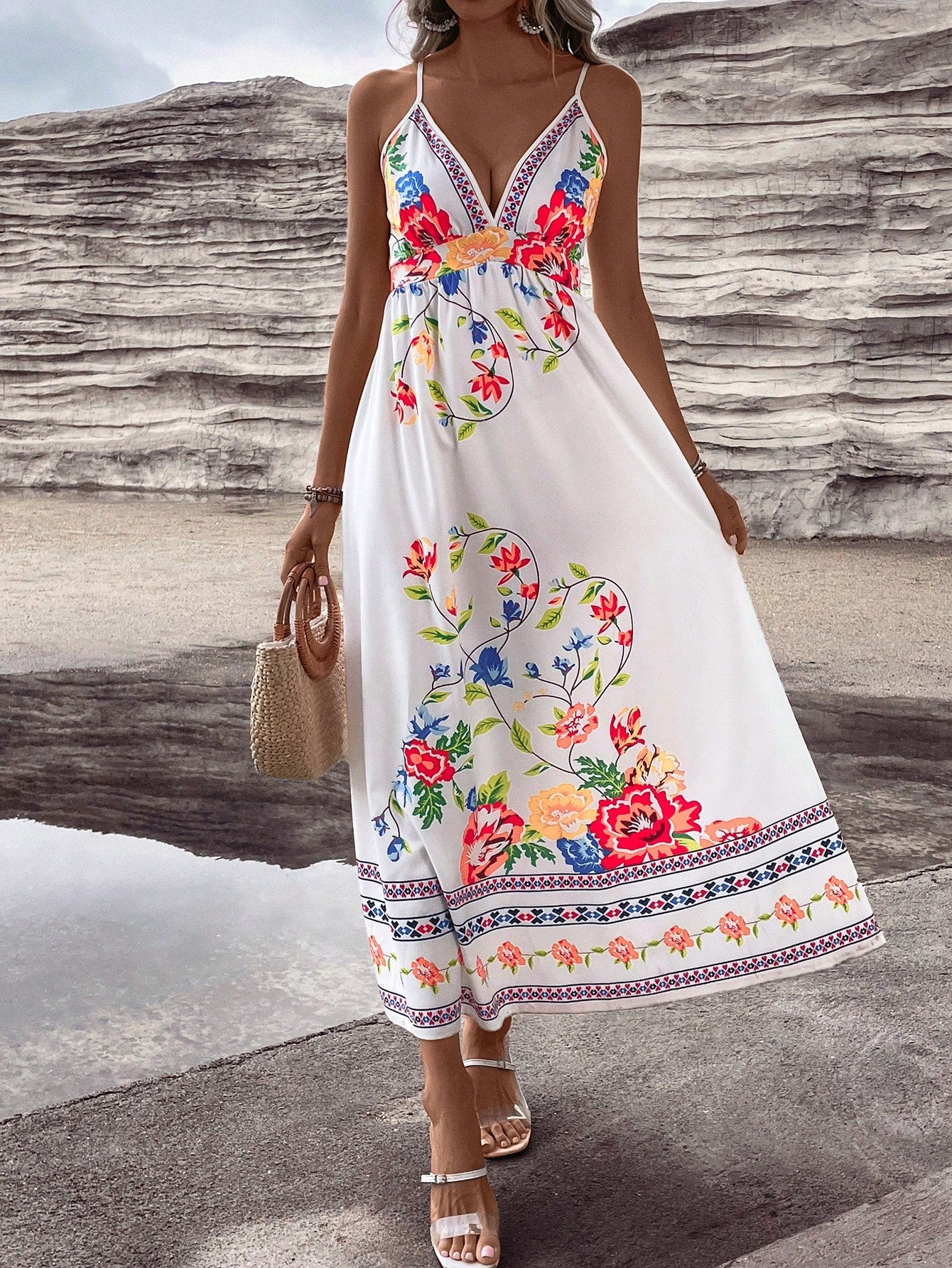 Vestido Branco Floral